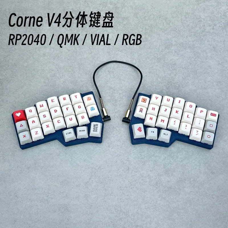 Corne V4 Split Keyboard Kit Custom Support Vial Wired RGB Hot Swap Ergonomic for Gaming Mechanical Keyboards  3.5mm Audio Line