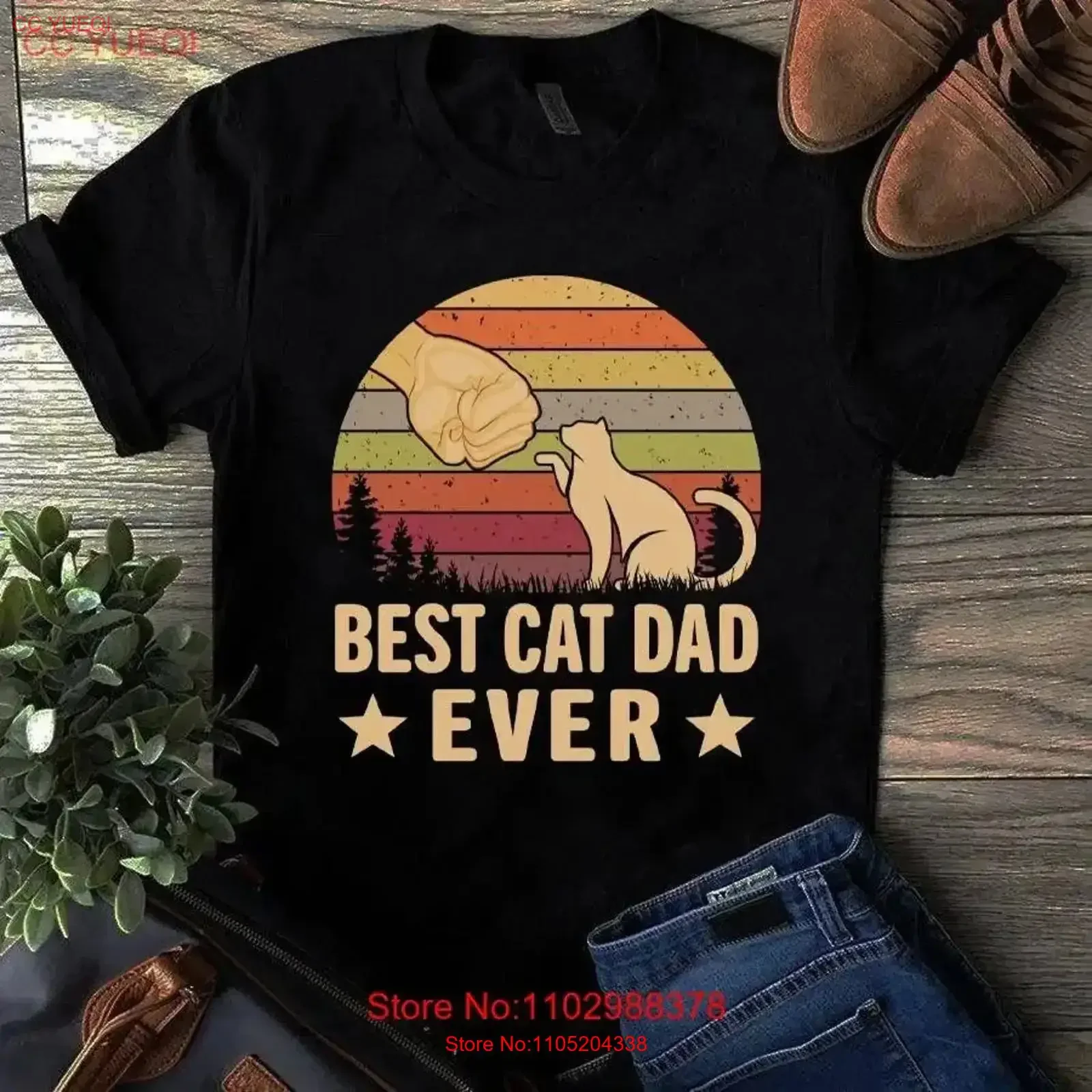 Best Cat Dad Ever Vintage Lover T Shirt Washed designer clothes graphic Stretched Versatile Soft Casual vintage Washed