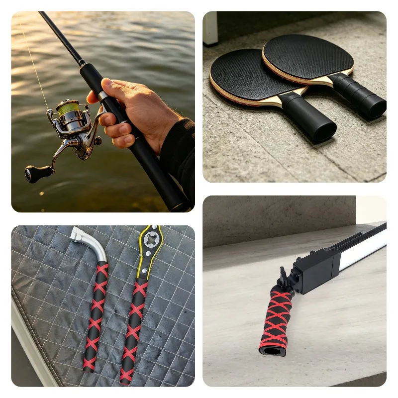 Red Black Anti-Slip Fishing Rod Heat Shrink Tube X Scale ID 20/22/25/30/35mm Insulated Waterproof Handle Bar Protect Wrap Sleeve