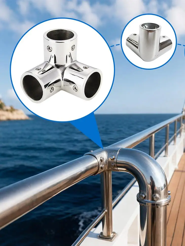 اليد السكك الحديدية تركيب موصل 3 طريقة الفولاذ المقاوم للصدأ لوازم بحرية درابزين شوكة المحملة المقبس ل السفينة الدرابزين يخت الأنابيب حوض #6