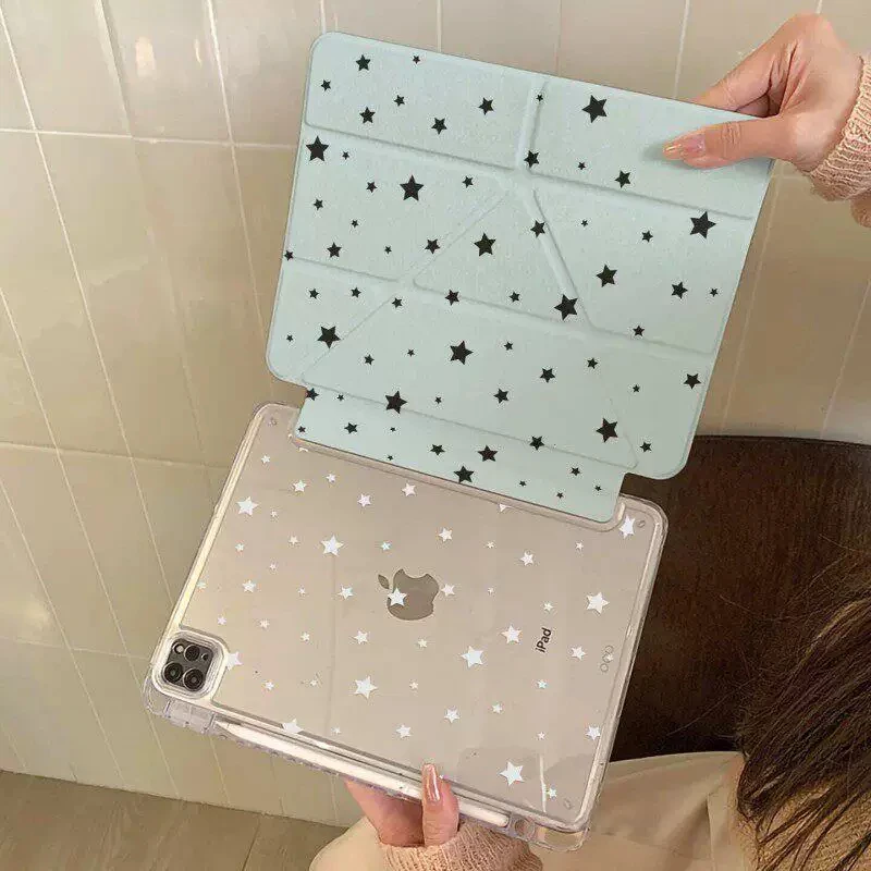 Korean Ins Full Screen Stars Y2K Cover For iPad Pro 13 11th M5 M4 12.9 A16 10 8 7 9th 10th Air 11 M2 M3 Mini Tablet Case