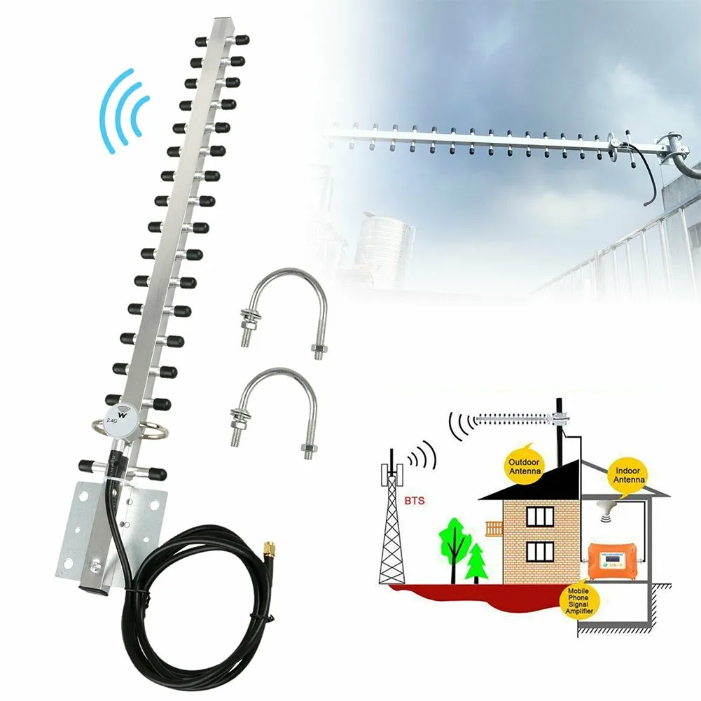 

2.4G 25dBi 16 RP-SMA Element Directional Outdoor Wireless Antenna WiFi Male Connector 1.8:1 Max Wireless Directional Antenna