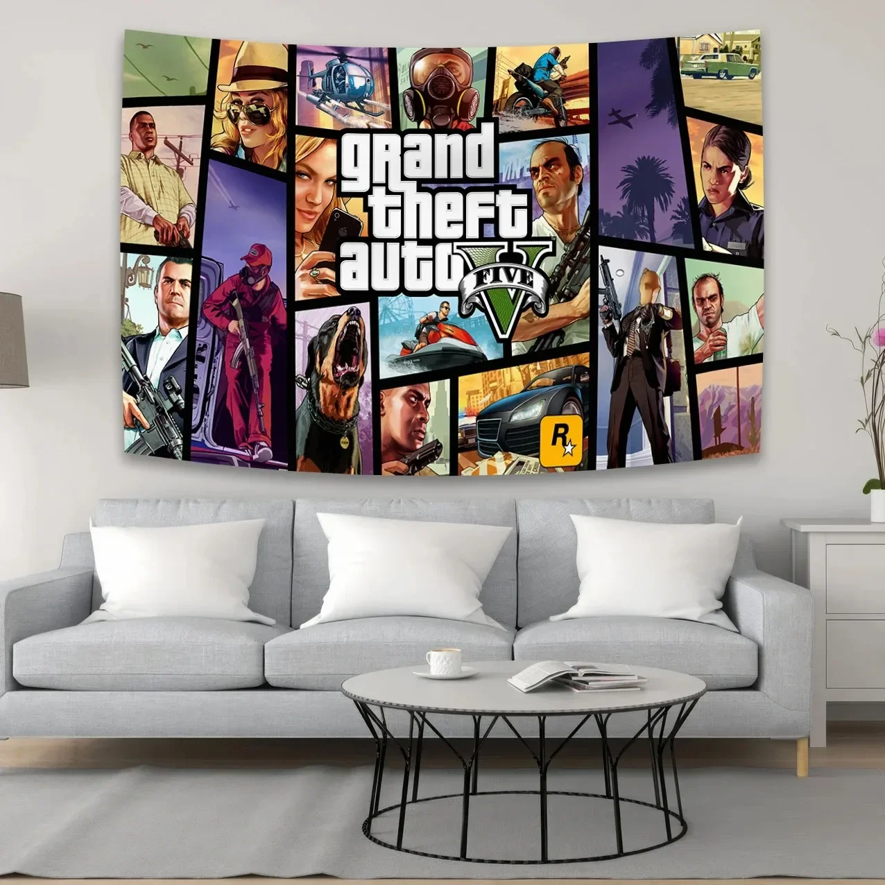 90x150cm Grand Theft Auto V Gta5 Los Santos Capital Of Sin Gta6 Tapestry Banner Dormitory Bar Decoration bedroom decoration