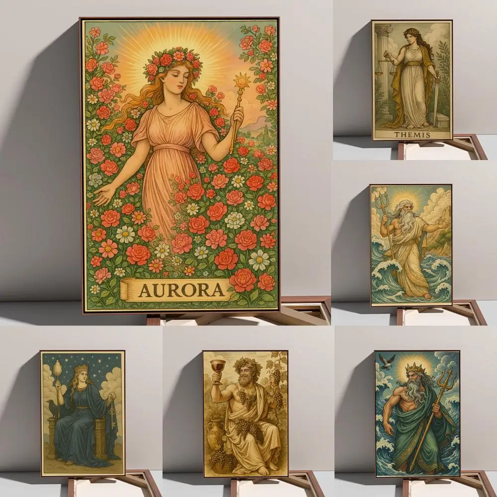 

Poster Prints Oil Painting Mural Living Room Home Decoration Party Evening Cover Retro Nordic mythology