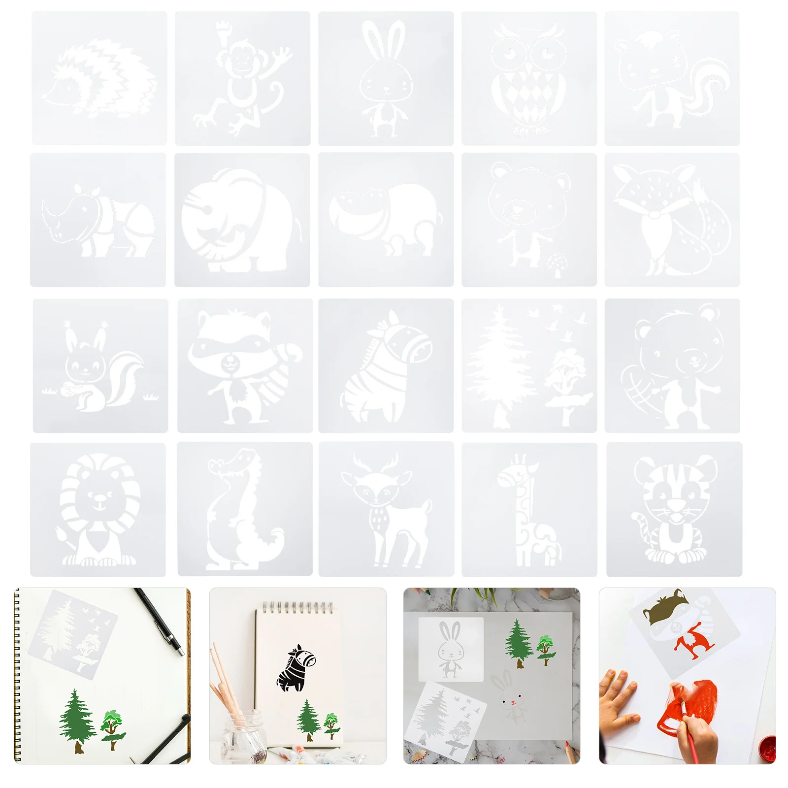 

20Pcs Cartoon Drawing Stencils Pet Plastic Durable Reusable Kids Painting Template Animal Craft Stencil for DIY Decoration