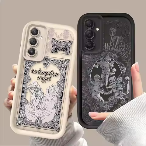 Retro Punk Cupid Angel Case for Samsung Galaxy A35 A55 A15 A25 A16 A06 A05 A05S A24 A13 A23 A12 A22 A32 A52 A71 A51 4G TPU Funda