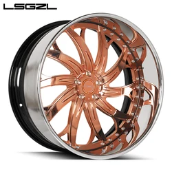 custom 2 piece 3 piece forged alloy deep concave dish 20 22 24 26 inch 5x114.3 5x112 6x130 5x130 5x120 5x127  Chrome wheel rims