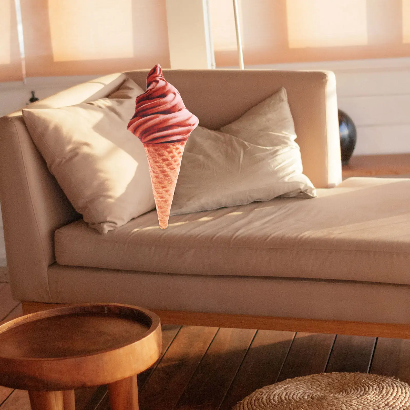 

Stuffed Ice Cream Cone Pillow Comfortable Supple Sofa Cushion Decorative Throw Pillow for Bedroom Car Couch Home Decoration