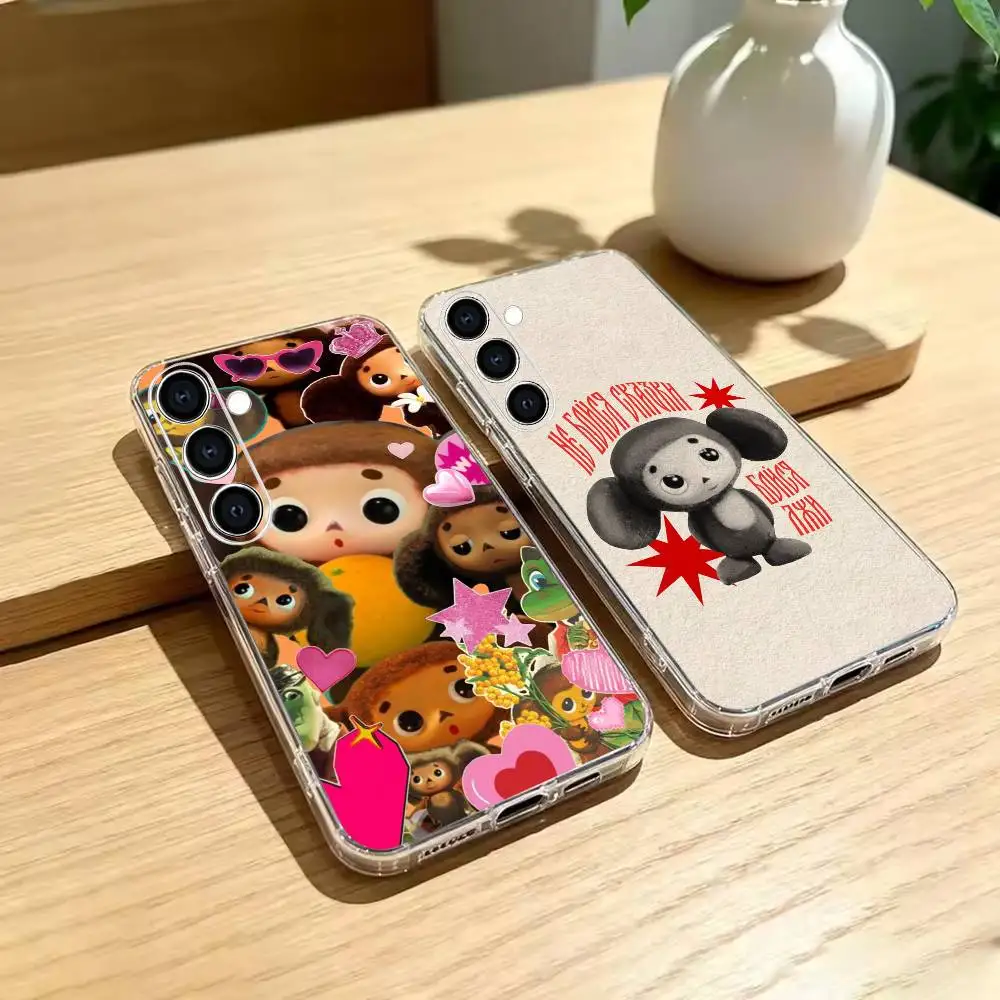 Healing Cartoon Cheburashka  Phone Case Transparent Soft Case For Samsung A73,A72,A71,A70,A51,A52,A53