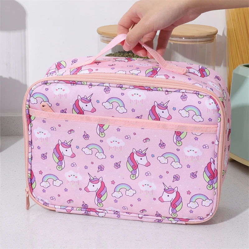 Unicorn Cartoon Lunch Bag Handheld Insulated Lunch Box Bag Children Cute With Meals Lunch Box Bag Leisure Ice Bags