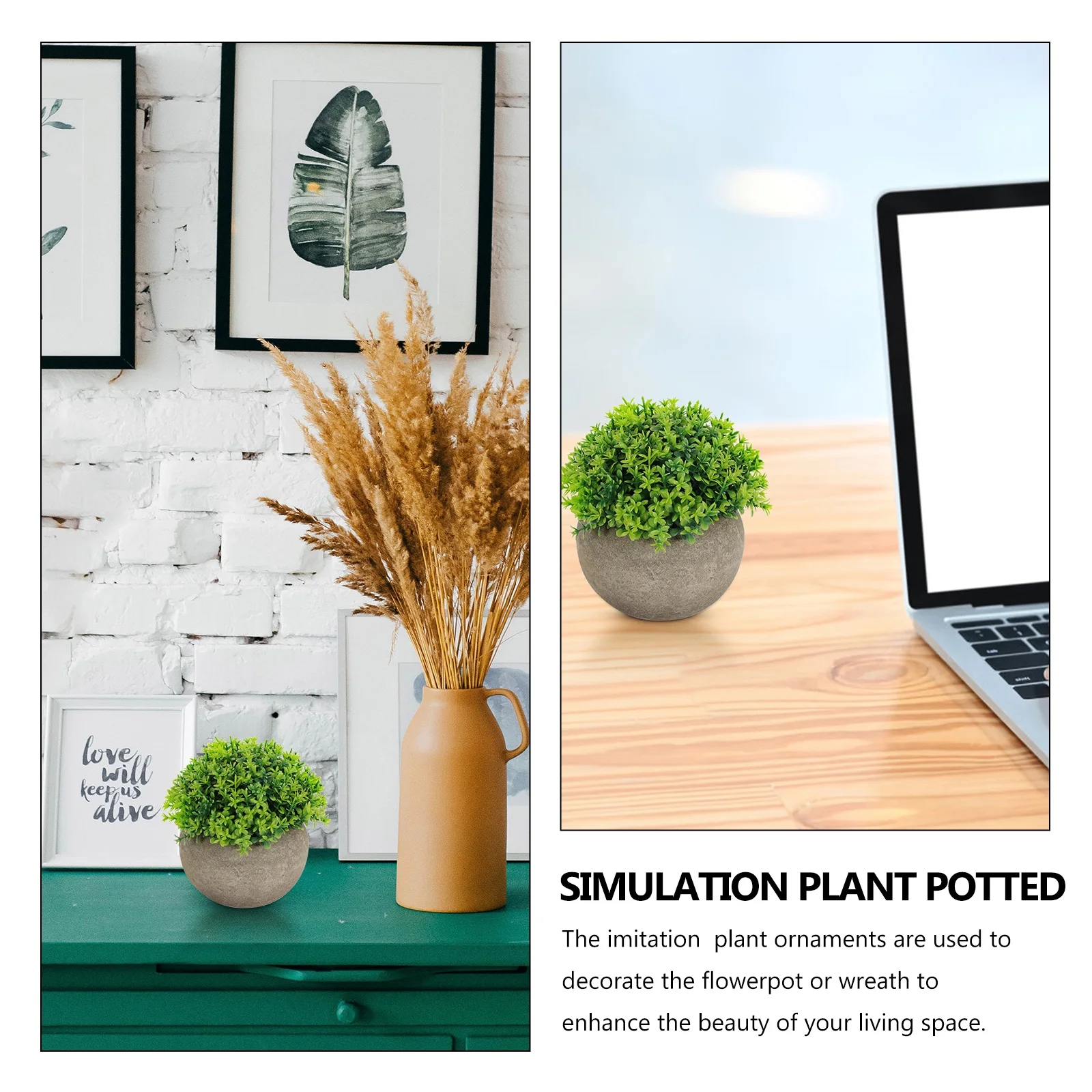 

2 Sets Mini Artificial Bonsai Plastic Green Plants for Indoor Outdoor Home Office Decor Faux Plant nament Halloween Wedding