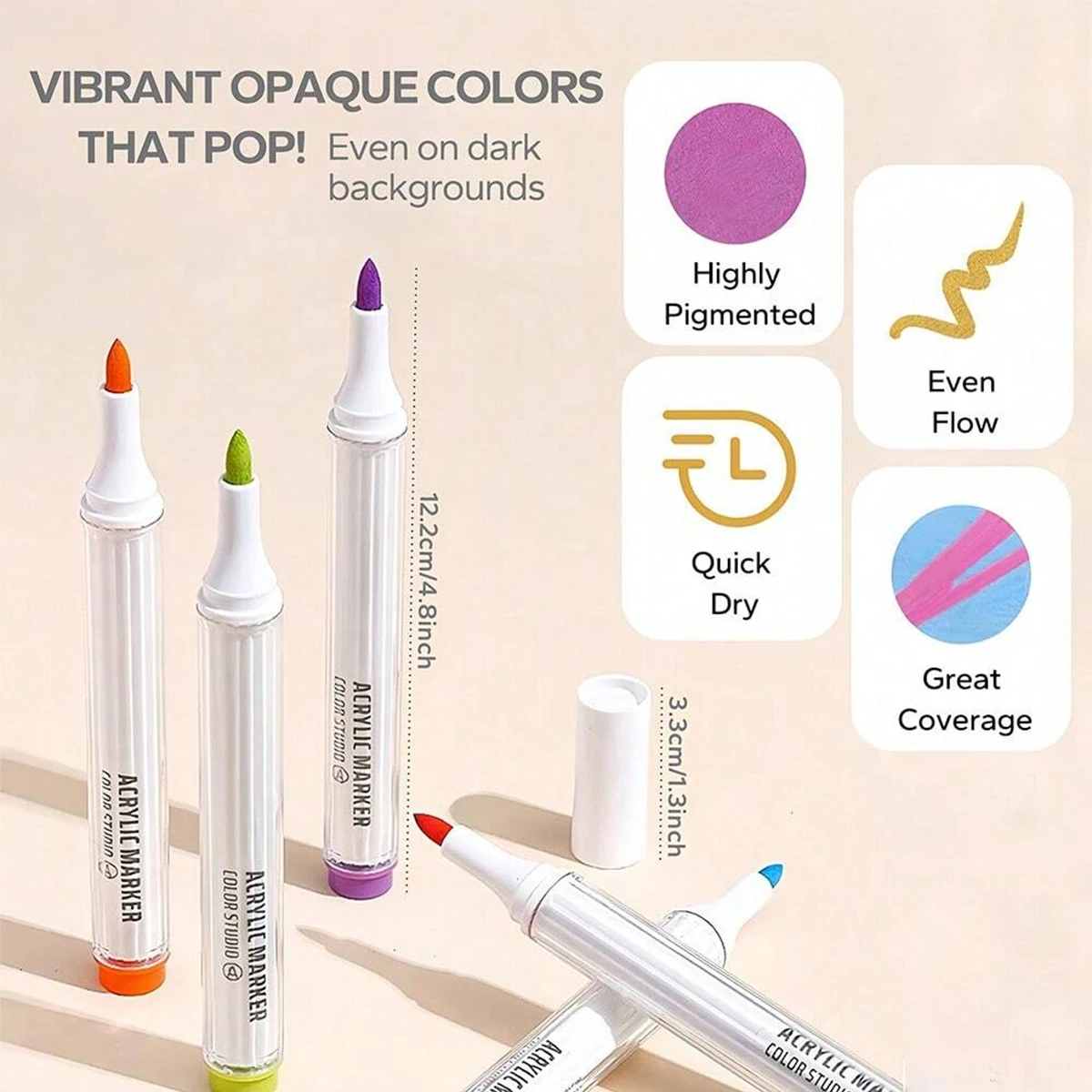 Languo 9 Color Acrylic Paint Marker,Flexible Head,Brightly Colored for Doodle,Drawing,Handwriting Marker Art Supplies Stationery