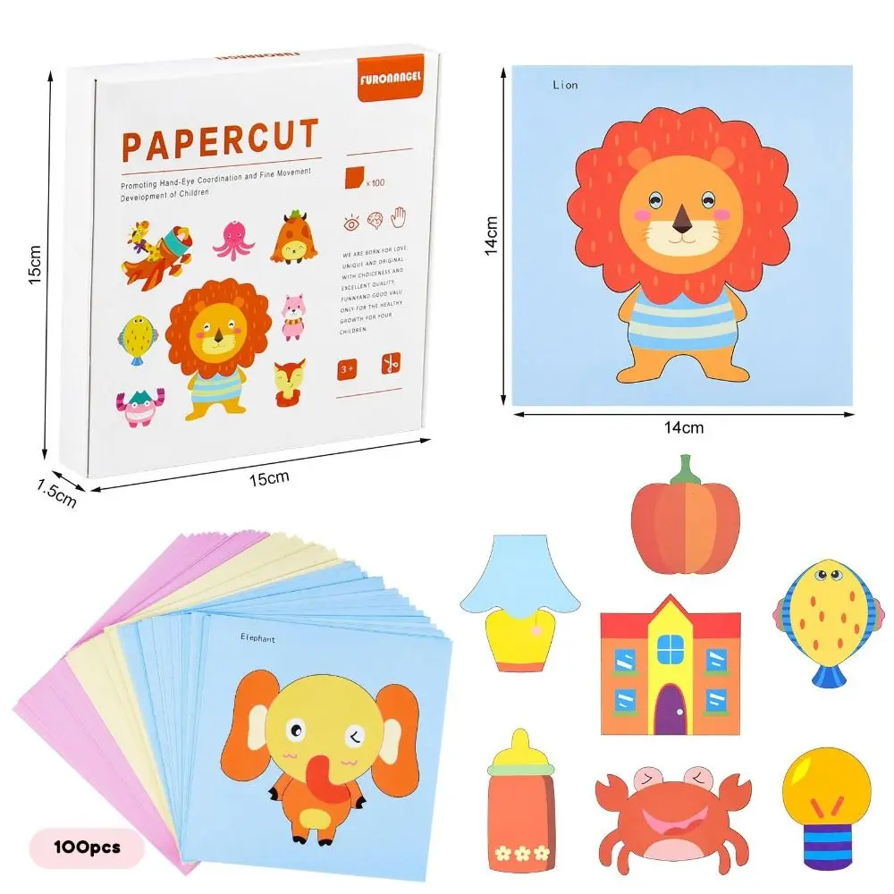 Safety Children Paper Cuttings Kits with Tool Training Art Craft Scrapbooking Development Preschool Cutting Practice