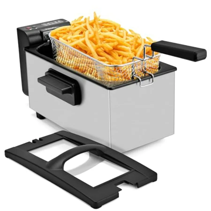 

3 Liter 1500W Stainless Steel Deep Fryer with Adjustable Temperature Viewing Window Detachable Frying Basket Easy to Clean Idea