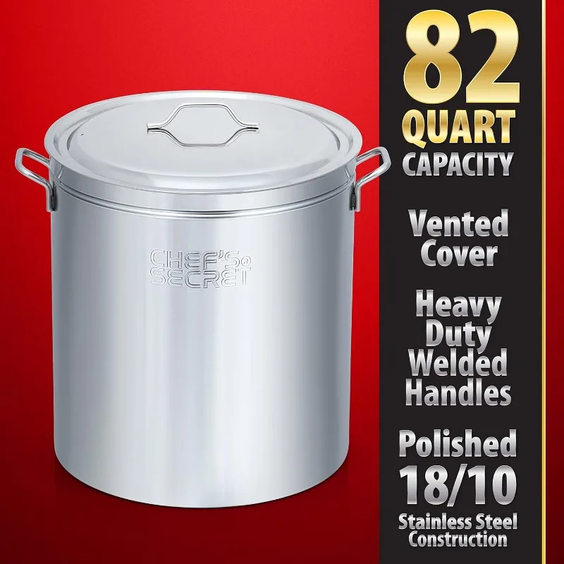 82 Quart Stainless Steel Stockpot w/Basket: Perfect for Soups, Boils, Stews and Tamales