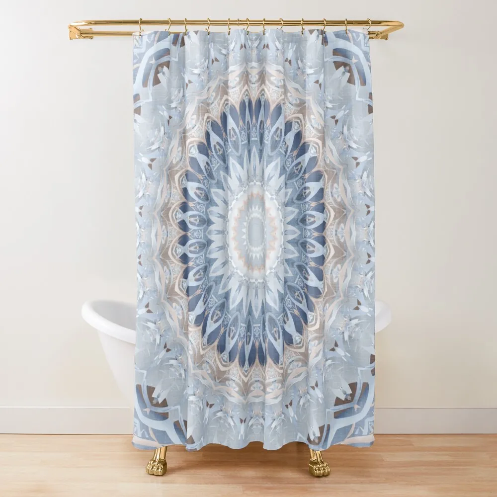 

Serenity Mandala in Blue, White & Ivory Shower Curtain Toilet Accessories Bathroom Cute Shower Curtain