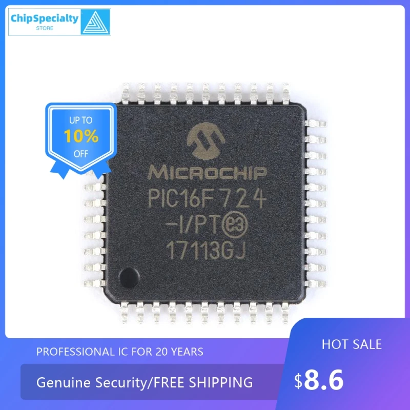 

Оригинальный оригинальный патч, Φ/PT PIC16F724 микроконтроллер IC chip TQFP44