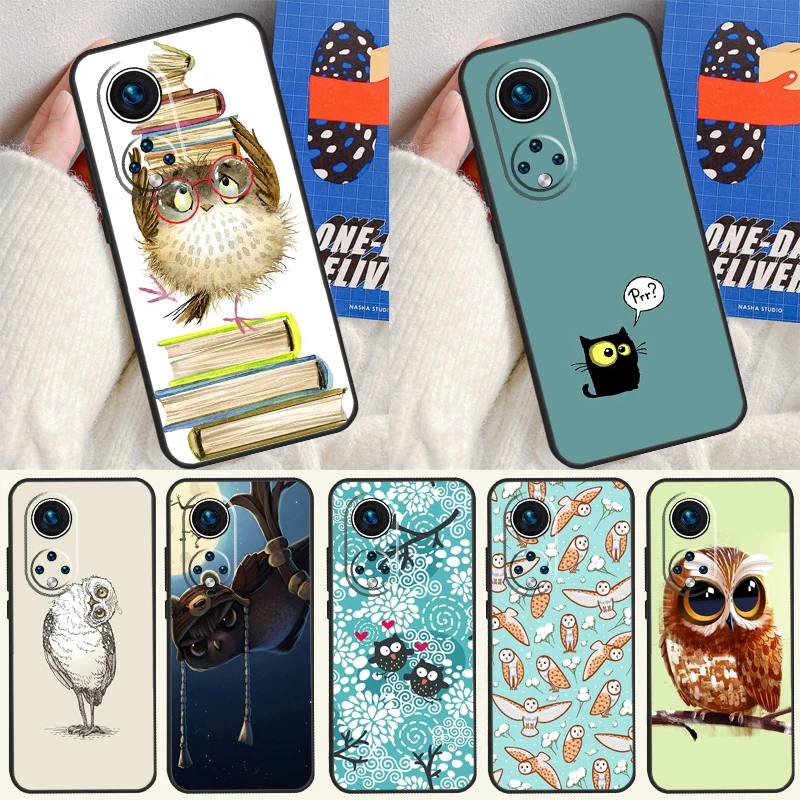 

Cute Owl Cartoon Case For Honor X9a X8a X8b X9b X9c X8 X9 50 70 90 Lite Honor 200 Lite Magic 7 5 6 Pro Cover