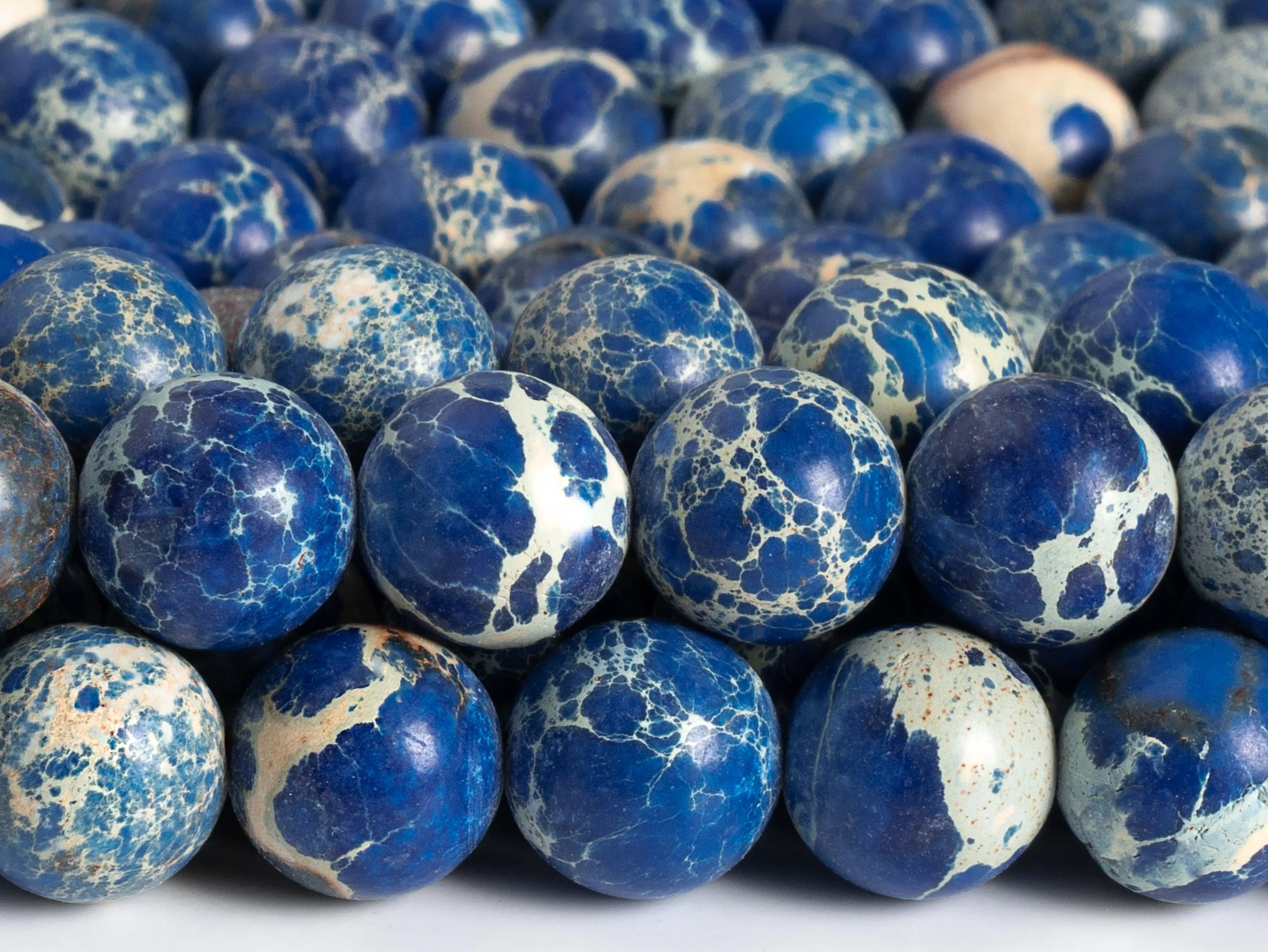 3/4/ 6/8/10/12 MM Natural Stone Ocean Blue Imperial Jasper Loose Beads Round Shape for Jewelry Making DIY Man Women Accessories