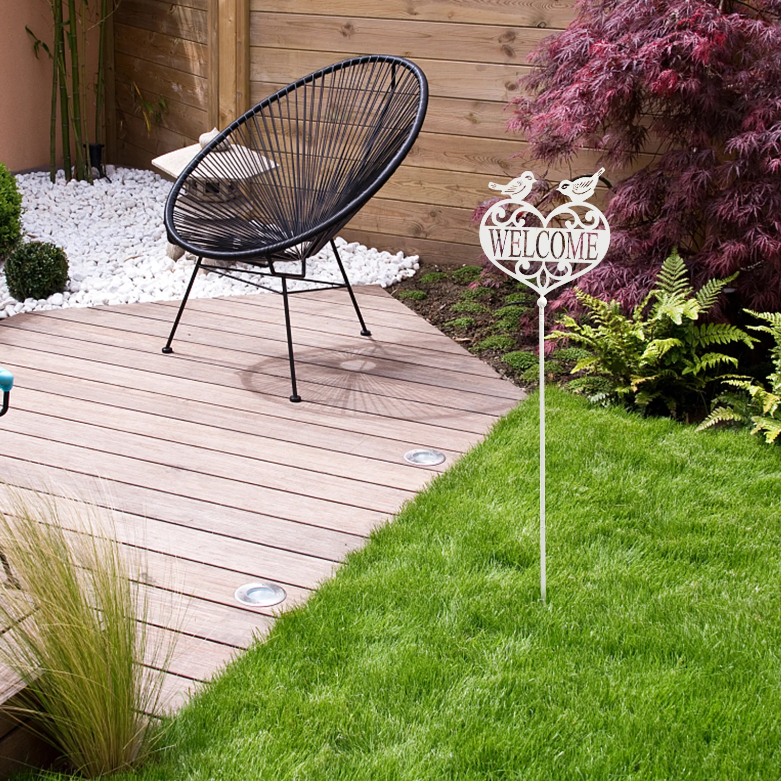 

Welcome Board Decor Plug-in Garden Welcome Sign Iron Yard Ornament Garden Stake Outdoor Yard Stake