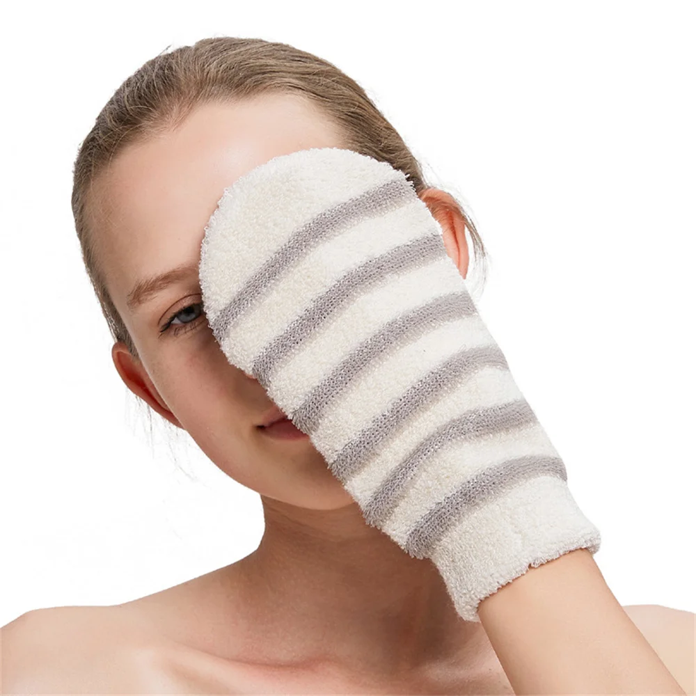 Bath Towel Gloves Dull Polish Fabric Comfortable Shower Scrub Exfoliator Double Sided Bath Gloves Double Sided Bath Gloves Tool