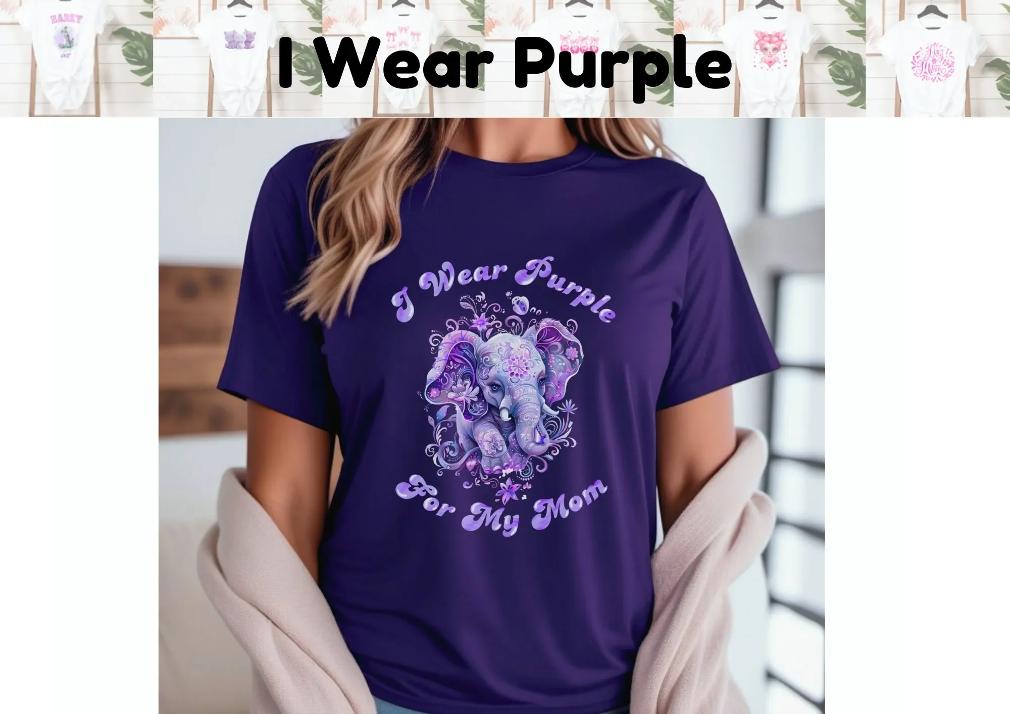 Personalisiertes T-Shirt „I Wear Purple“ zur Erinnerung an Alzheimer