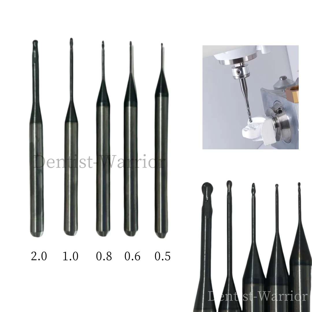 

5Sizes Dental Roland Milling Burs CAD CAM Zirconia Cutting Bur Uncoated 0.5/0.6/0.8/1.0/2.0