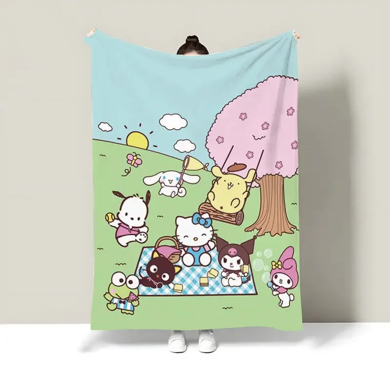 Sanrio Hello Kitty My melody kuromi cinnamoroll Creative Animation Peripheral Air-conditioning Blanket Cartoon Cute Nap Blanket