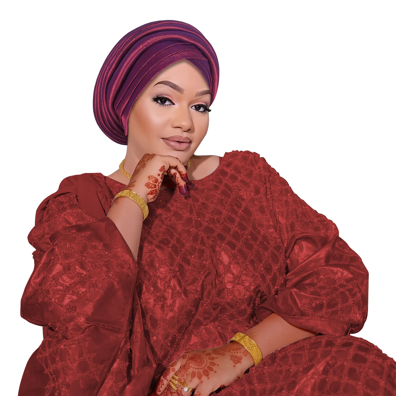 

Already Made Turban Cap for Women Pleated Head Wraps Nigeria Party Wedding Gele African Headtie Headscarf Bonnet Hijab Headpiece