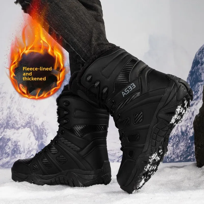 large-size-fur-lined-high-top-snow-boots-men's-waterproof-anti-slip-warm-cotton-oes-thiened-booties-outdoor-casual-boots