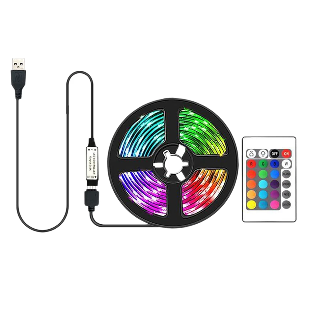 

Led Light with Non Waterproof 5050 Rgb 24 Key Remote Control USB 5V Color Changing Atmosphere Light 4 Meter