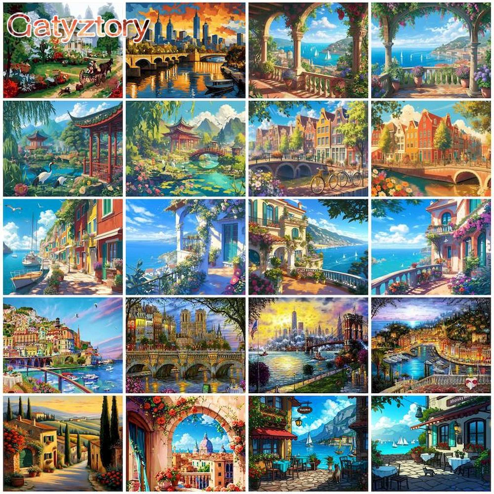 

CHENISTORY Painting By Number Scenery DIY Pictures By Numbers Kits HandPainted Painting Art Drawing On Canvas Gift Home Decor