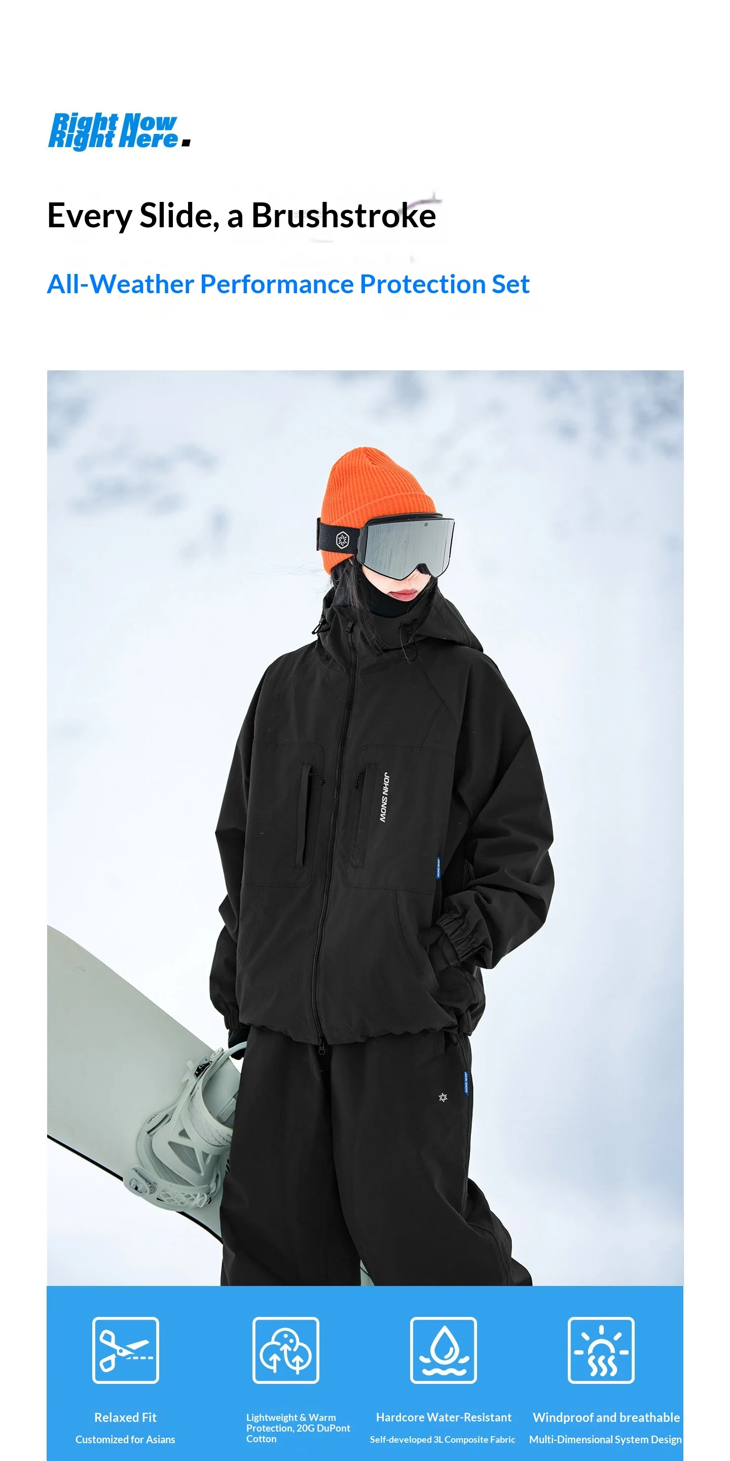 2026 John Snow Unisex 3L Vollständig Versiegelter Skianzug Wasserdicht Winddicht Warm Atmungsaktiv Ski- & Snowboard-Outdoor-Jacke und Hosen-Set – Detail 5