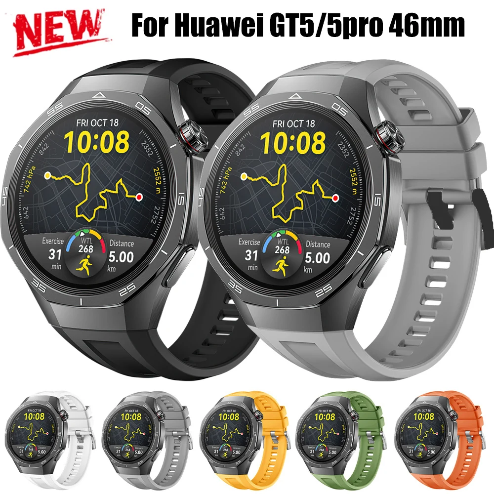 For Huawei GT5pro 46mm Silicone Strap 22mm Bracelet Band For Huawei GT4 46mm GT2e GT5 46mm Sport Watchband Accessories Correa