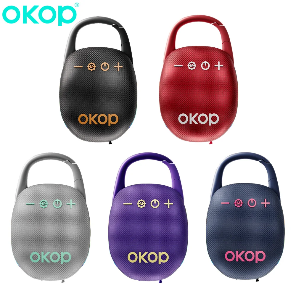 

OKOP Bluetooth audio, outdoor waterproof, mobile portable mountaineering buckle TWS interconnection simple card subwoofer, car