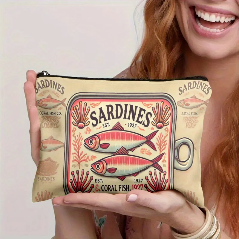 

Sardine Can Shaped Makeup Bag Zippered Pouch Convenient Storagetoiletry Bag Pen Bags Vacation Travel Storage Bag for Women