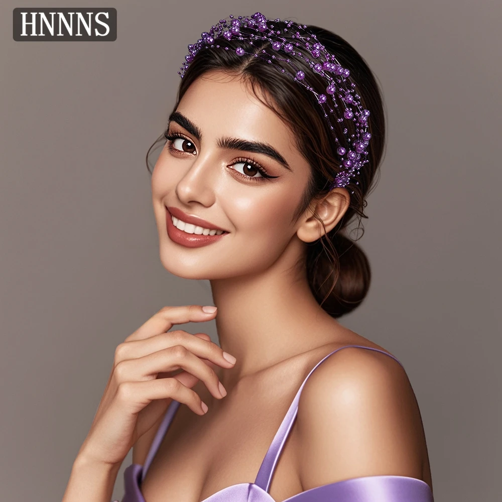 

TOPQUEEN Exquisite Bridal Wedding Bead Headband Hand Woven Purple Tassel Elegant Ladies' Banquet Dance Hair Accessories YXA159