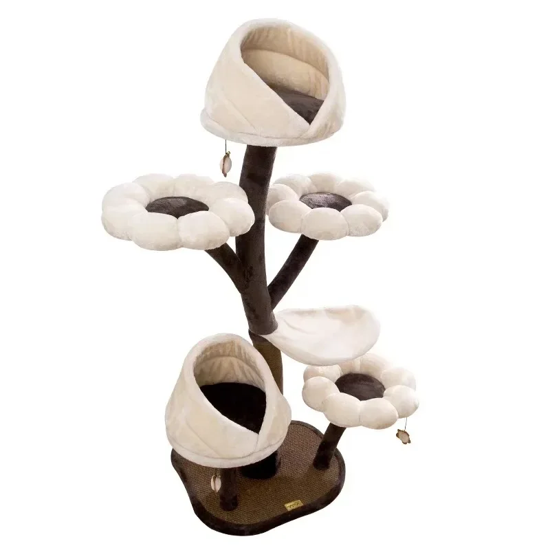 

Cat Tree All-in-One Cat Tower Floral Design Modern Condo with Sisal Scratching Post Multi-Level Large Tower for Felines