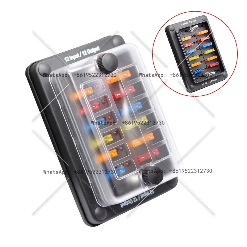 

12 В постоянного тока, 12-контактный блок предохранителей, держатель лезвия с красным сигнальным светодиодом для автомобильной морской пехоты