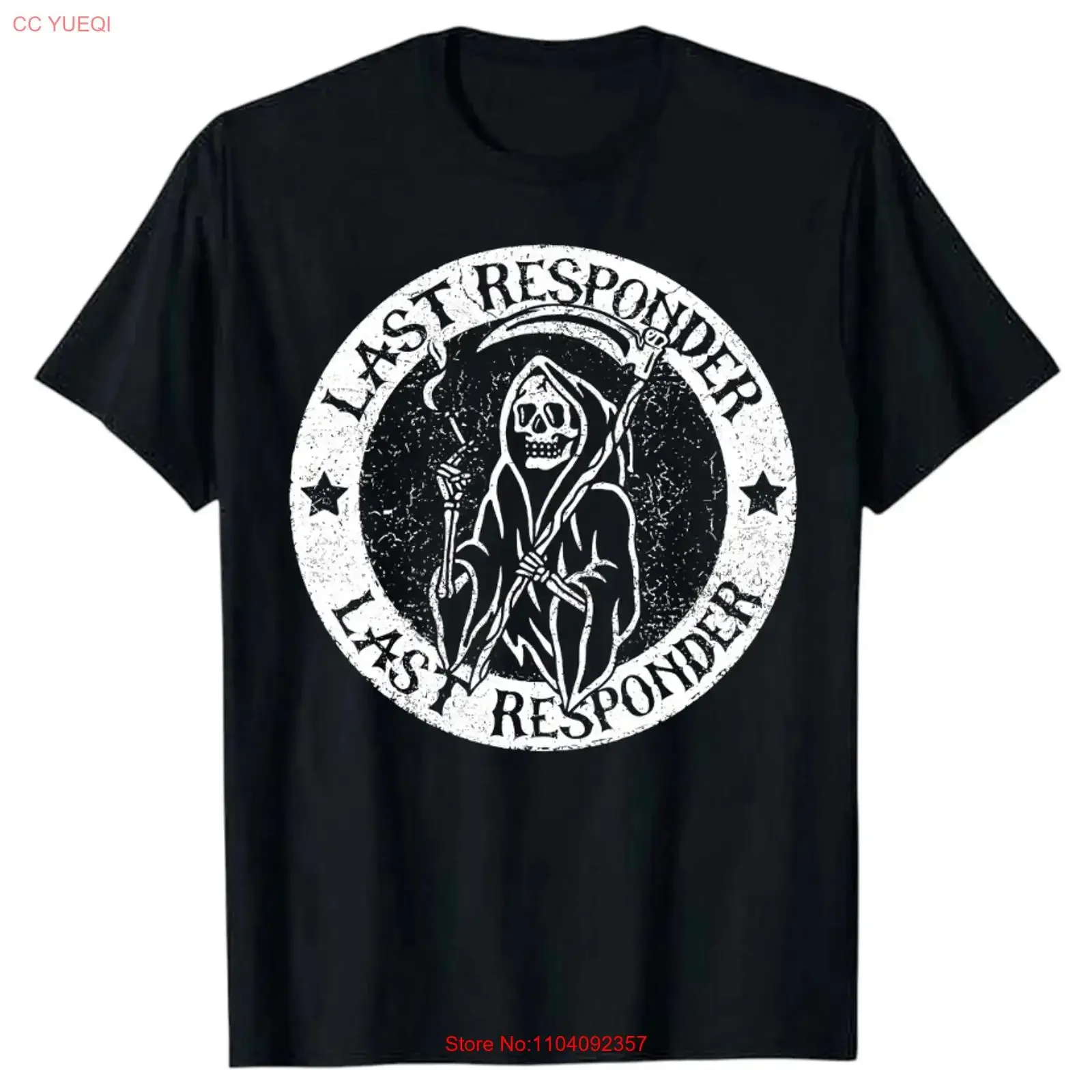 Last Responder Grim Reaper Spooky Halloween Dark Humor T shirt vintage Washed Breathable Slightly homme Versatile