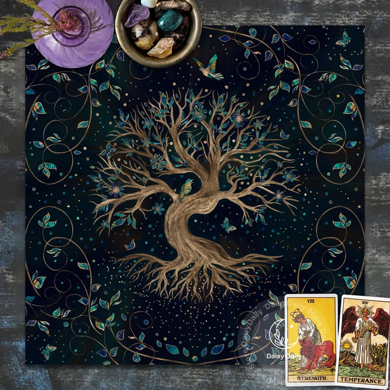 Tree of Life Altar Cloth Witchcraft Astrology Decor Tarot Tablecloth  Oracle Card Pad Magic Art Divination Blanket Home Decor