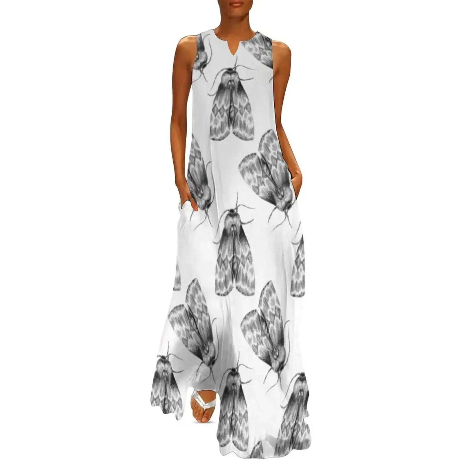 

Moth Insect Pattern Pencil Drawing Long Dress dress for women summer women clothes Women's clothing dresses for woman 2025 Dress
