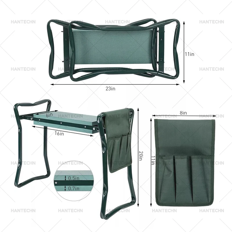 Foldable Metal Eco-friendly Outdoor Garden Kneeler And Seat Tools With Tool Kit