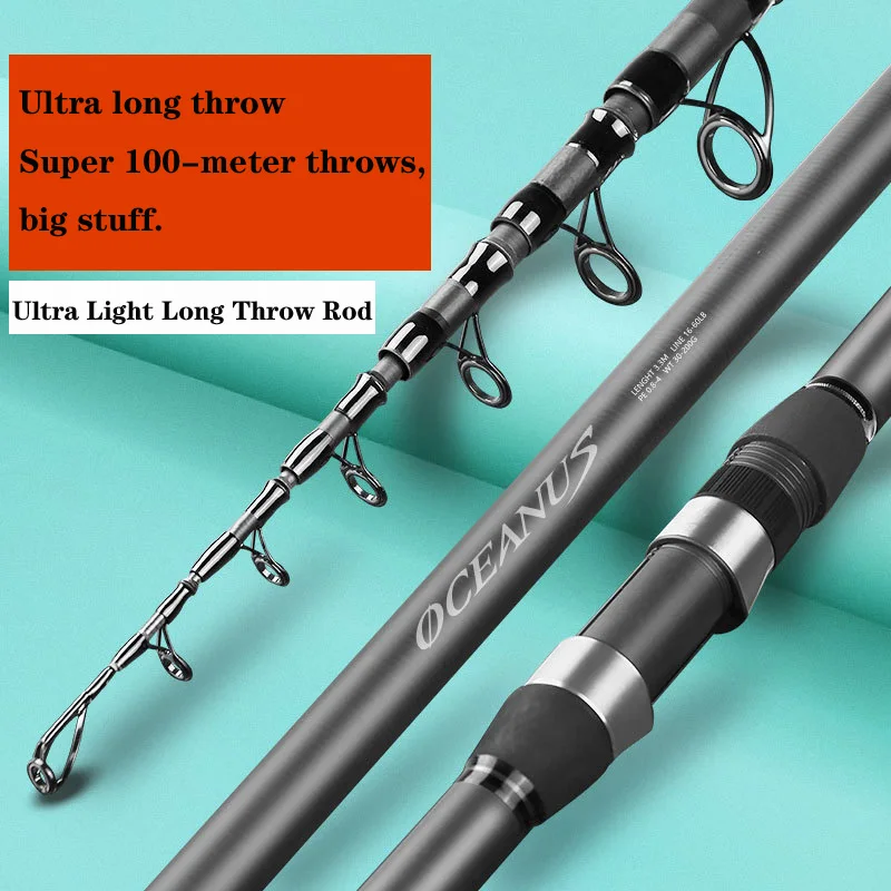 5.4m Sea Fishing Rod 36T Carbon Fiber Distance Throwing Ocean Boat Fishing Spinning Rod Super Hard Telescopic Rod PE0.8-6#