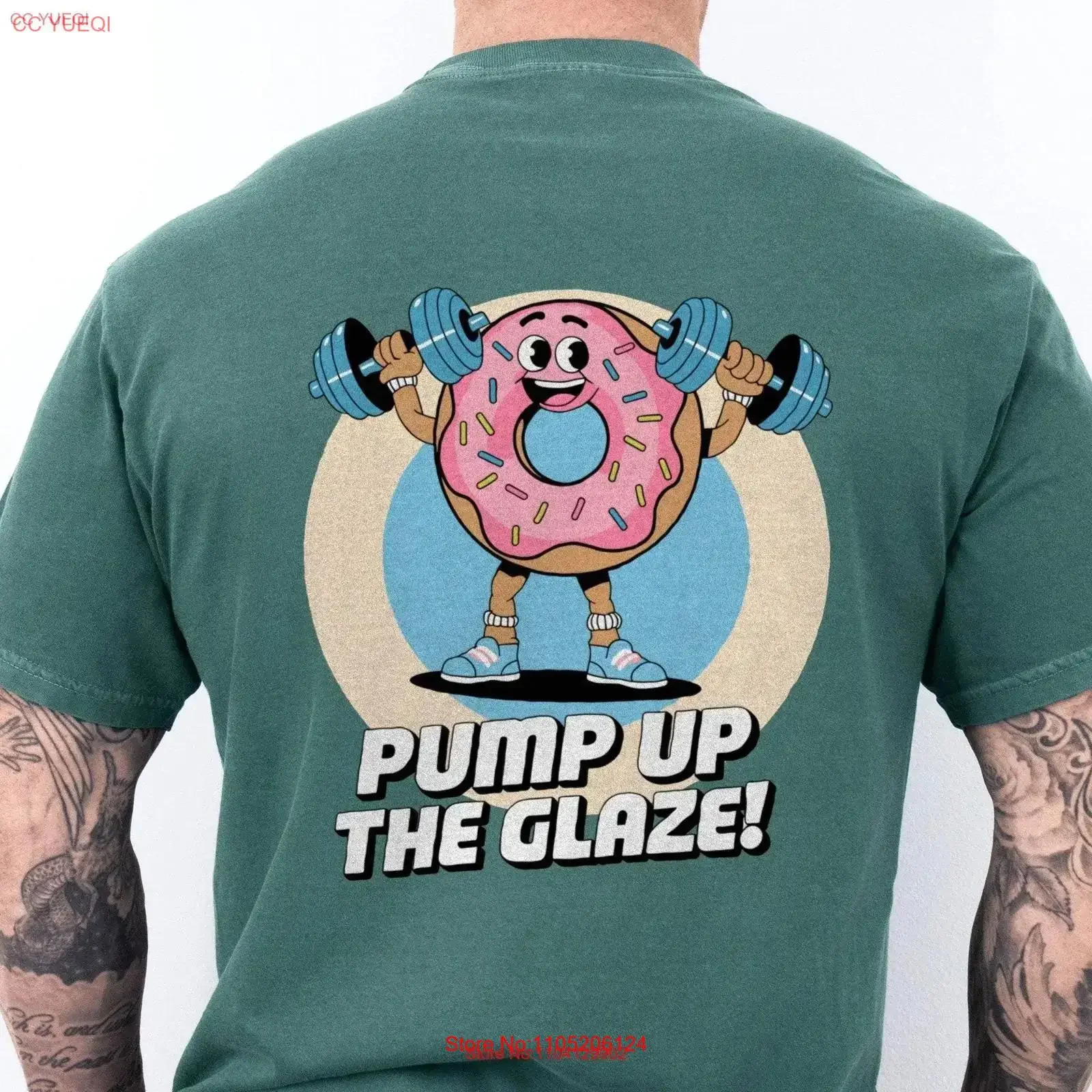Divertida camiseta de entrenamiento Donut Pump Up The Glaze dibujos animados lindo gimnasio Fitness ropa de ejercicio humorística para amante vintage lavado