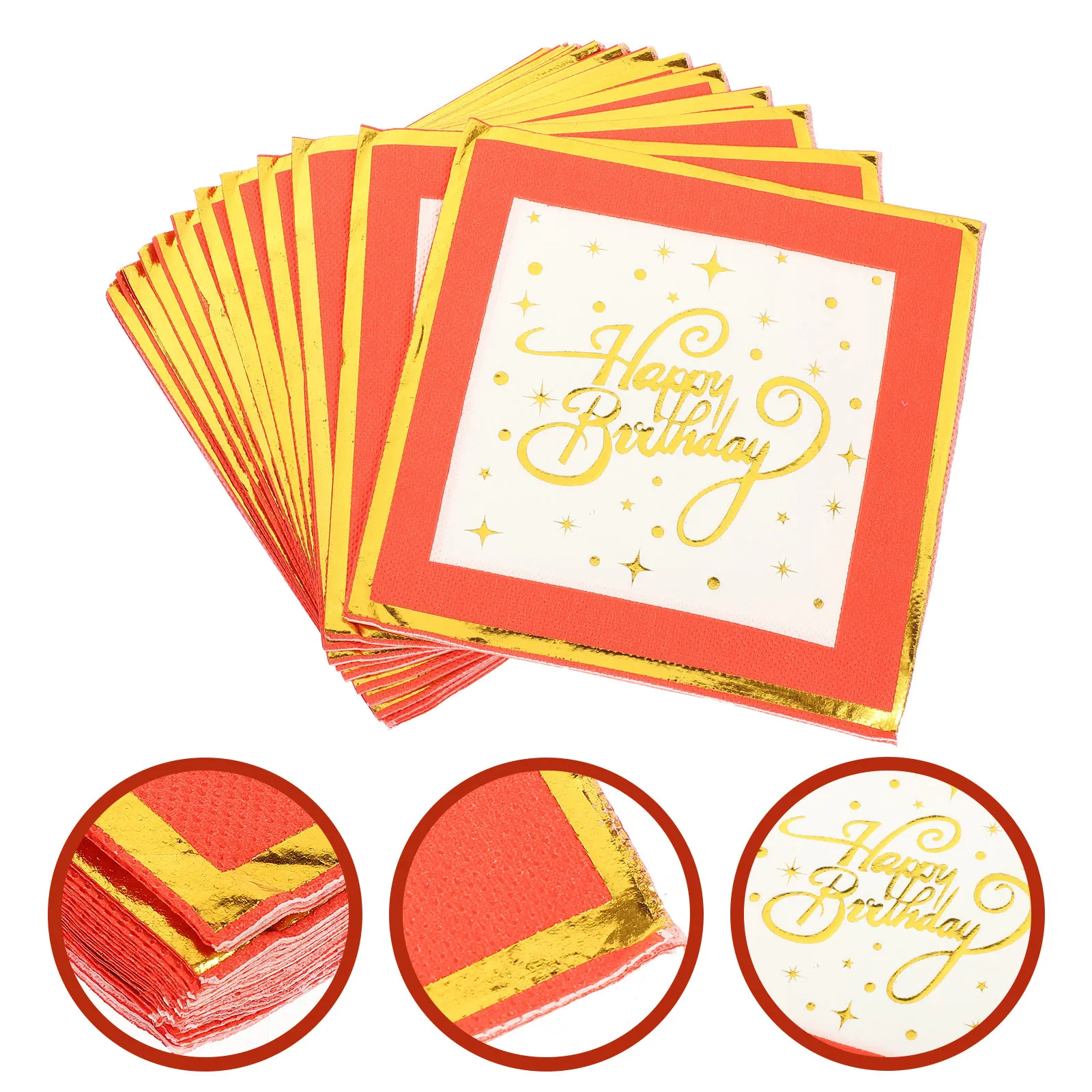 16Pcs Birthday Paper Napkins Printed Happy Birthday Pattern Decorative Party Wedding Baby Shower Tissue Disposable Eco Friendly