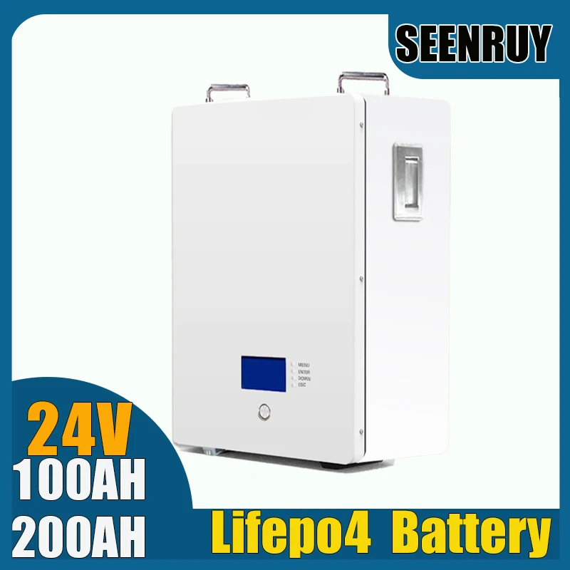 SEENRUY 24V 100AH 200AH lifepo4 battery with BMS 100A 200A for Home Energy Storage System