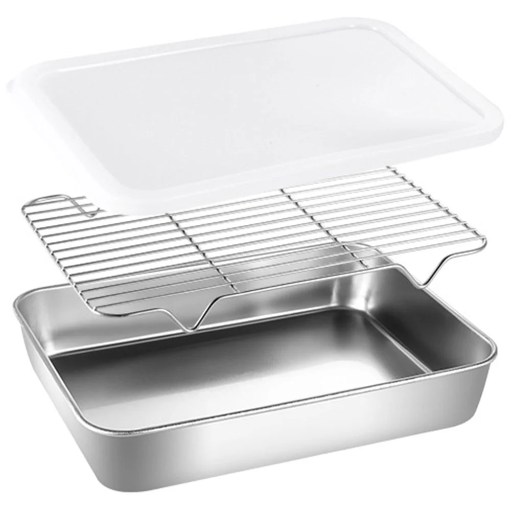 

Stainless Steel Bakeware Pan Tray Household Food Containers for Storage Kitchen Fresh Preservation