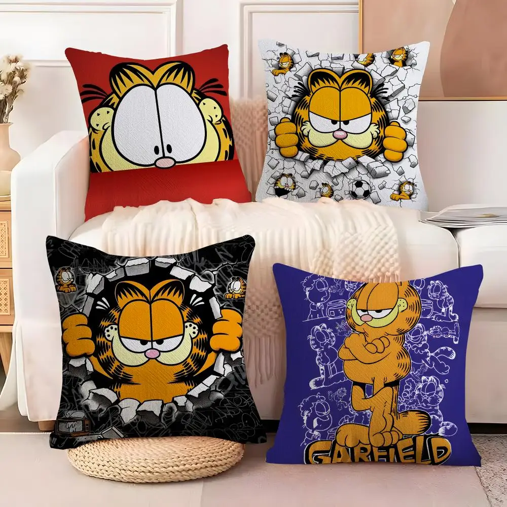 Cute Anime G-GarfieldS-s Cat Cushion Cover  Plush Fabric Soft Double Sided Print Sofa Cushion Cover Throw Pillow Covers