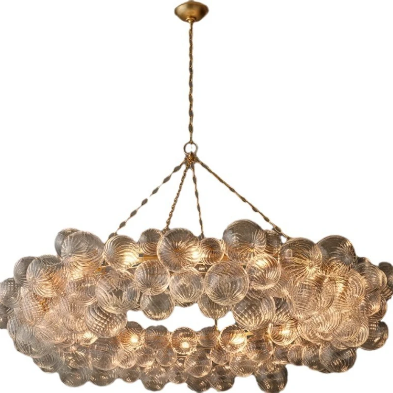

Living room round chandelier modern American whirlpool glass bubble ball villa dining room light